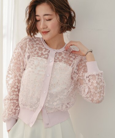 フラワーレースシアーカーディガン