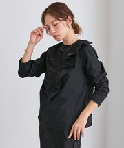 アシンメトリーラッフルブラウス