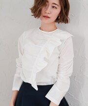 アシンメトリーラッフルブラウス