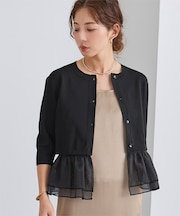 裾シアーニットカーディガン