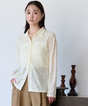 レースポロデザインブラウス