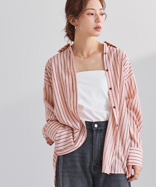 ストライプオーバーシャツ