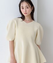 前後2wayハーフスリーブフレアニット