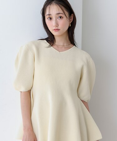 前後2wayハーフスリーブフレアニット