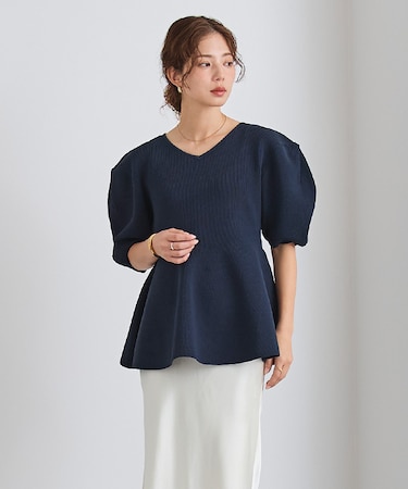 前後2wayハーフスリーブフレアニット