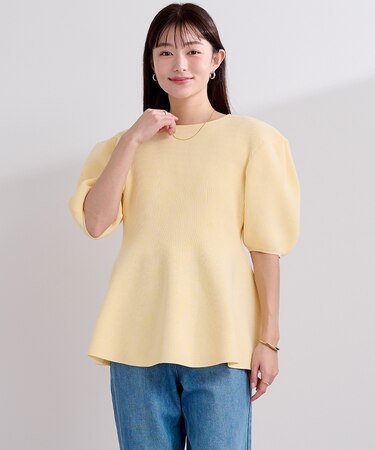 前後2wayハーフスリーブフレアニット