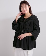 前後2wayクレープギャザーブラウス