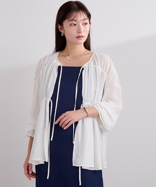 前後2wayクレープギャザーブラウス