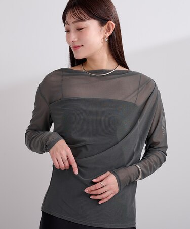 2wayシアードレープカットソー