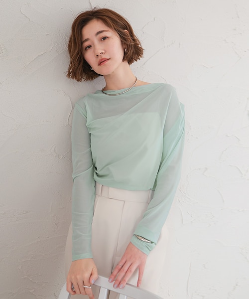 2wayシアードレープカットソー｜ユアーズの通販｜&mall（アンドモール