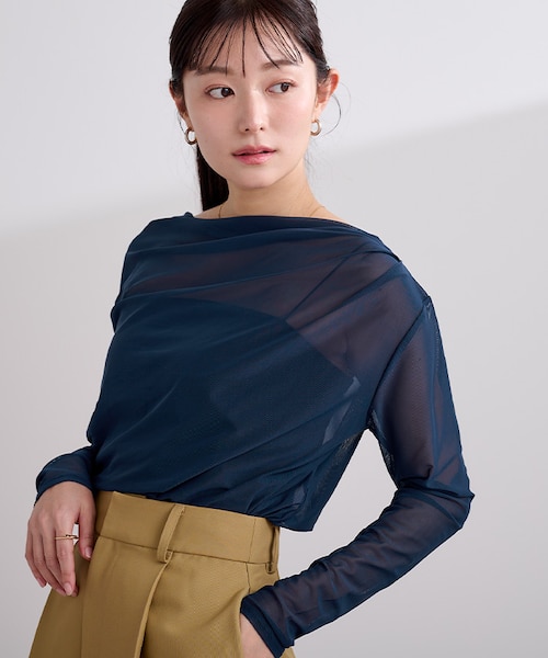 2wayシアードレープカットソー｜ユアーズの通販｜&mall（アンドモール