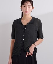 襟付きシアーリブラメニット