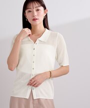 襟付きシアーリブラメニット