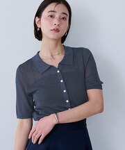 襟付きシアーリブラメニット