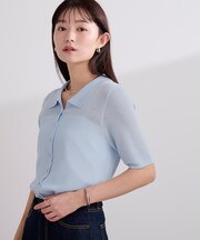 襟付きシアーリブラメニット