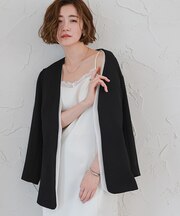 シアーレイヤードノーカラージャケット