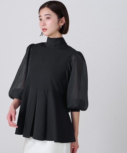 シアースリーブペプラムトップス×パンツ/セットアップ