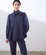 シアースリーブペプラムトップス×パンツ/セットアップ