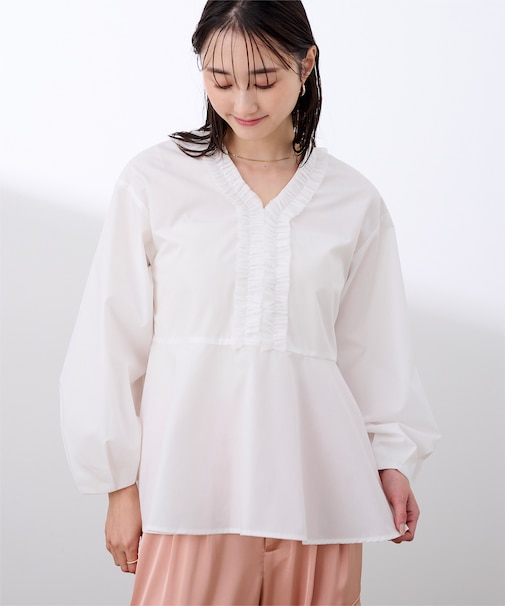 チュールフリルブラウス