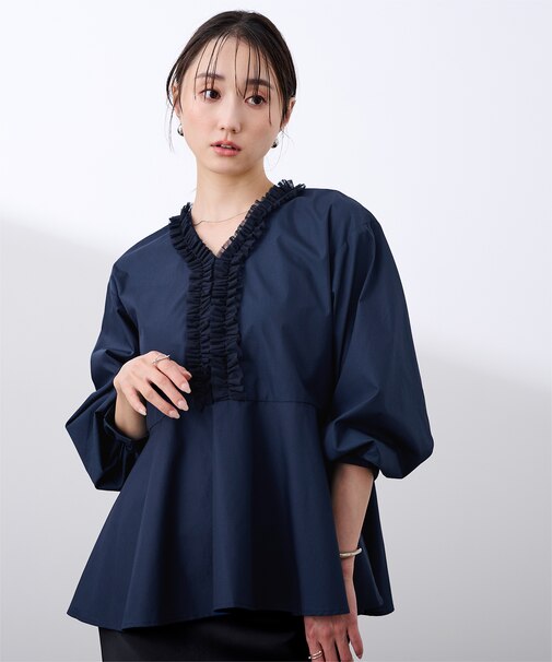 チュールフリルブラウス