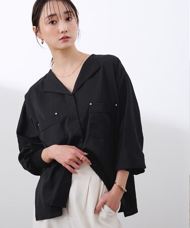ラペルカラーブラウス