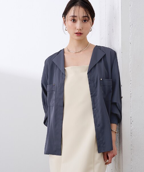 ラペルカラーブラウス