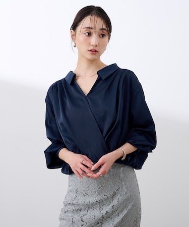 サテンカシュクールブラウス