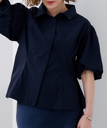 バルーンスリーブウエストシェイプブラウス