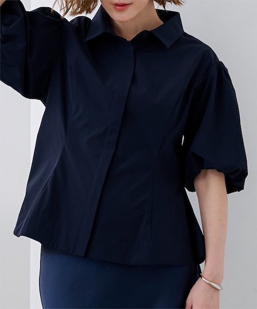 バルーンスリーブウエストシェイプブラウス