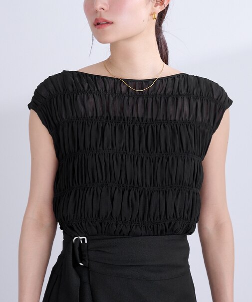 ノースリーブシャーリングブラウス