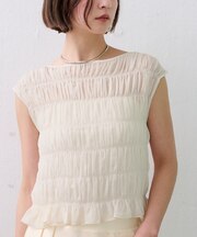 ノースリーブシャーリングブラウス