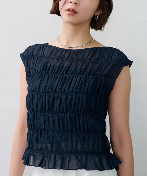 ノースリーブシャーリングブラウス