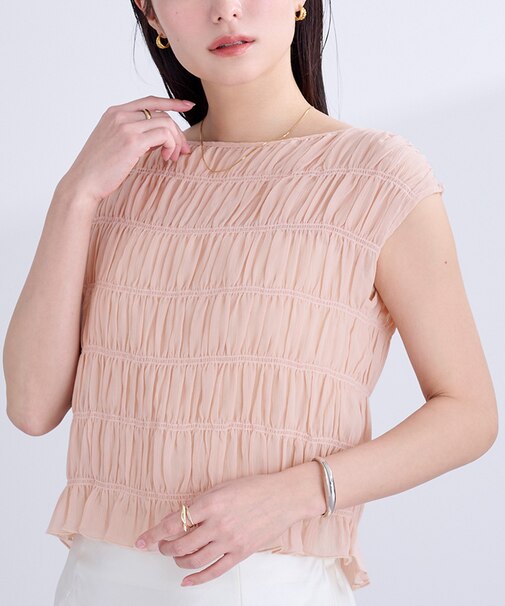 ノースリーブシャーリングブラウス