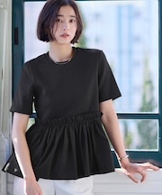 異素材コンボペプラムTシャツ