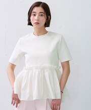 異素材コンボペプラムTシャツ