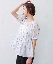 フラワーシアーパフブラウス