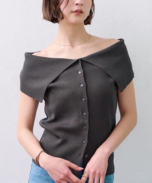 ケープボートネックニット