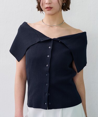 ケープボートネックニット