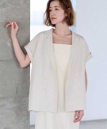 シャーベットリネンライクフレンチスリーブジャケット