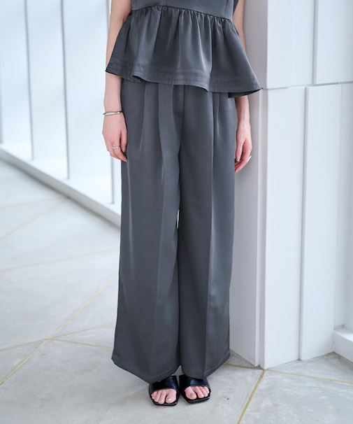 2タックサテンイージーパンツ