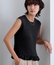 フリルヘムノースリーブニット