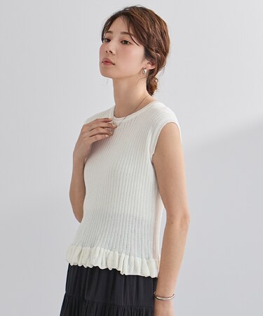 フリルヘムノースリーブニット