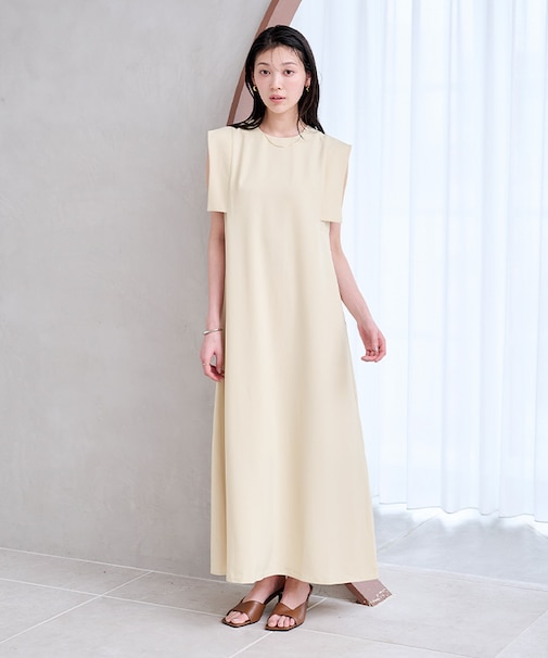 スクエアスリーブロングワンピース