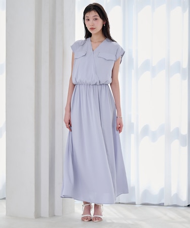 ダブルフラップフレンチスリーブワンピース