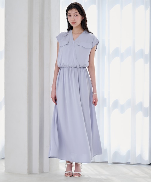 ダブルフラップフレンチスリーブワンピース