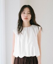 ギャザーネックバルーンブラウス