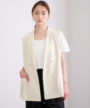 美ツイルノースリーブジャケットジレ