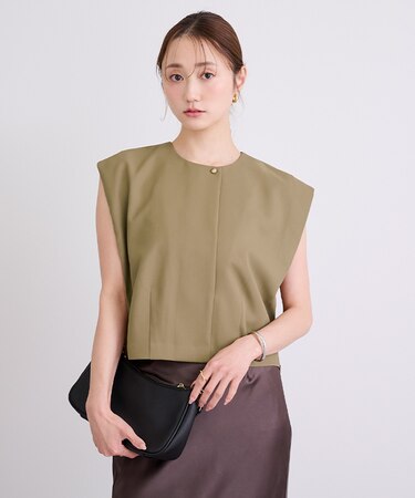 美ツイルオープンネックブラウス