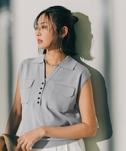 ノースリーブスキッパーポロニット