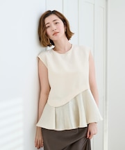 フレンチスリーブウエスト変形ブラウス